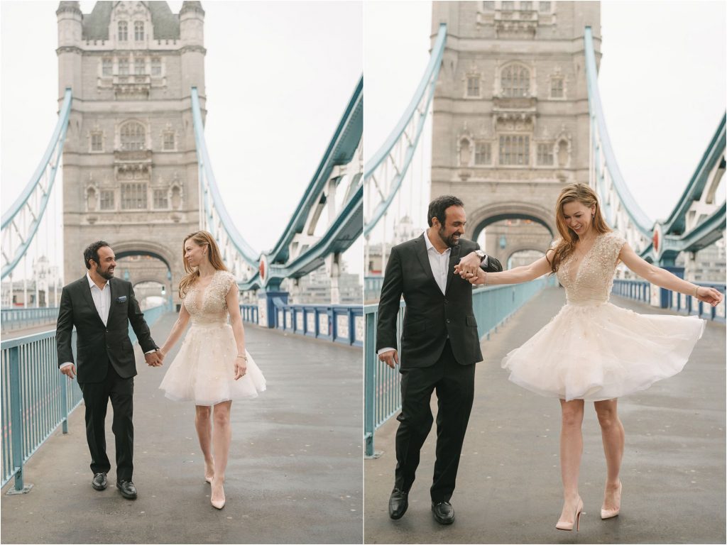 Bride and Groom on London's Tower Bridge 