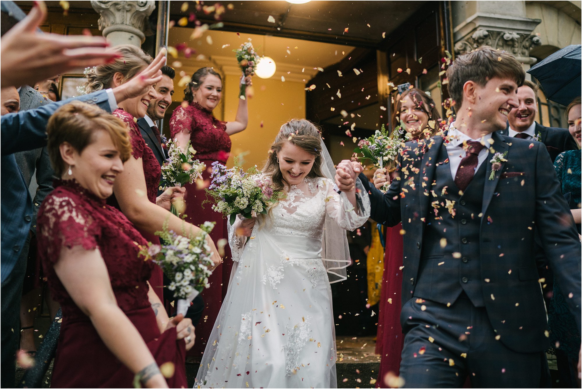confetti moment at a wedding at the Round Chapel in Hackney in London