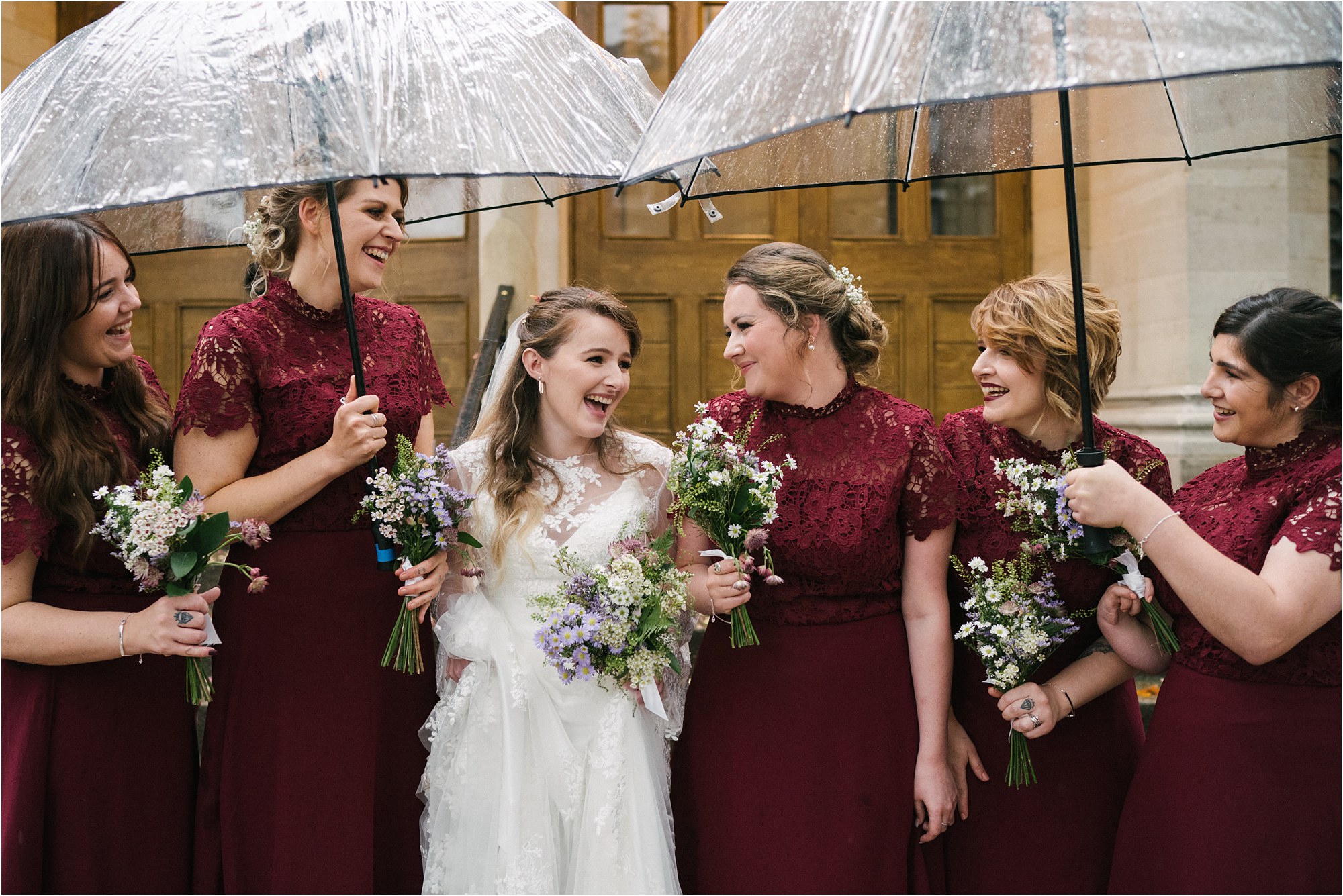 bridesmaids and bride at a wedding at the Round Chapel in Hackney in London