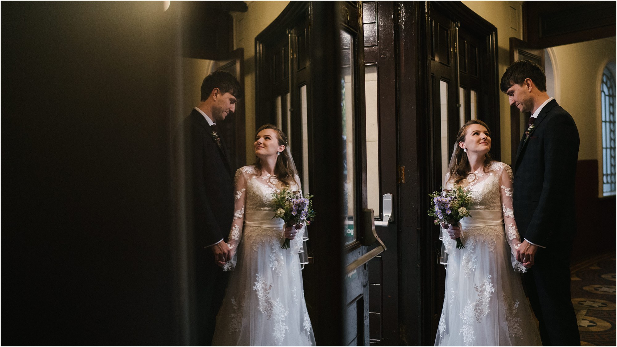 bride and groom portraits at a wedding at the Round Chapel in Hackney in London