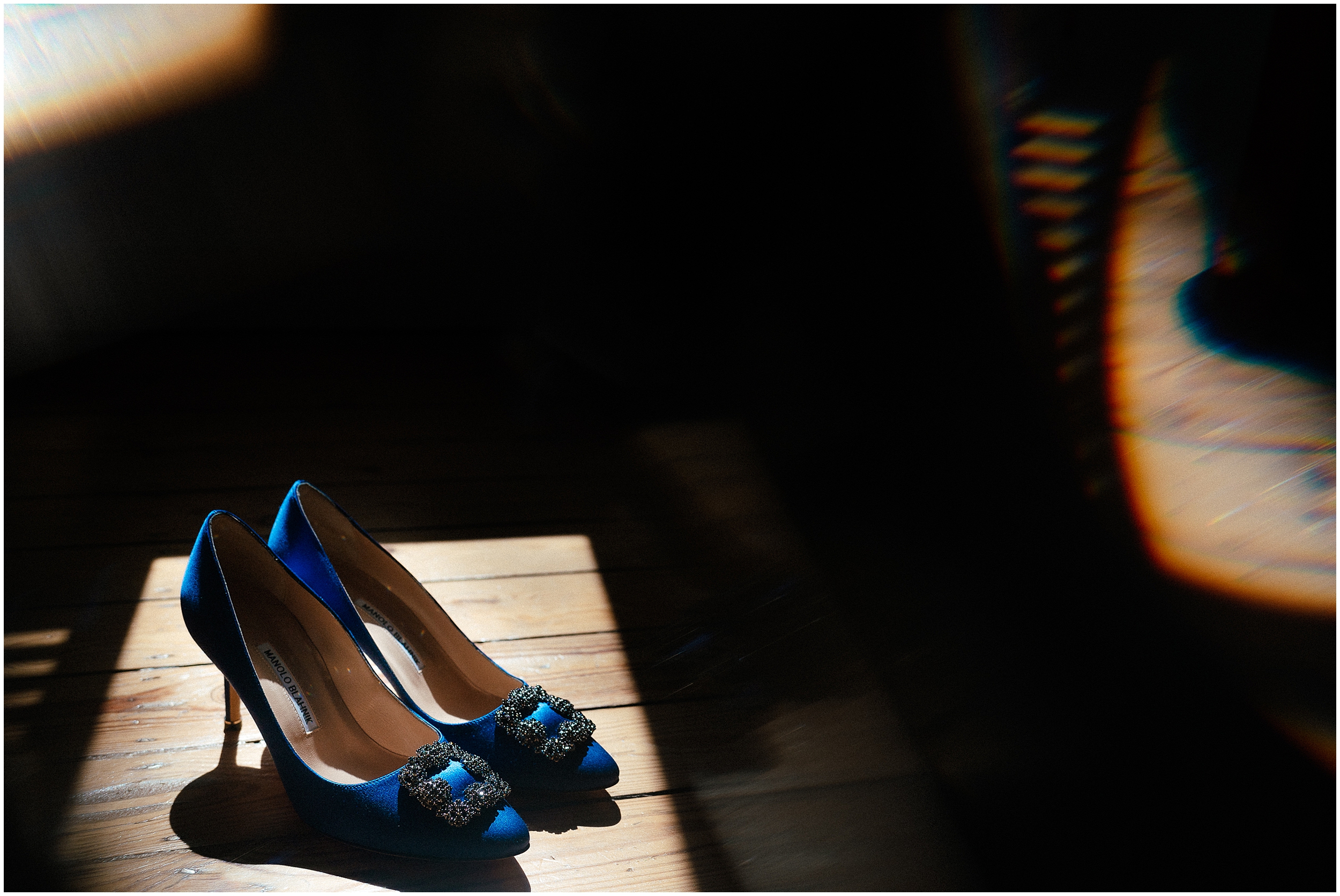 Blue wedding shoes. 