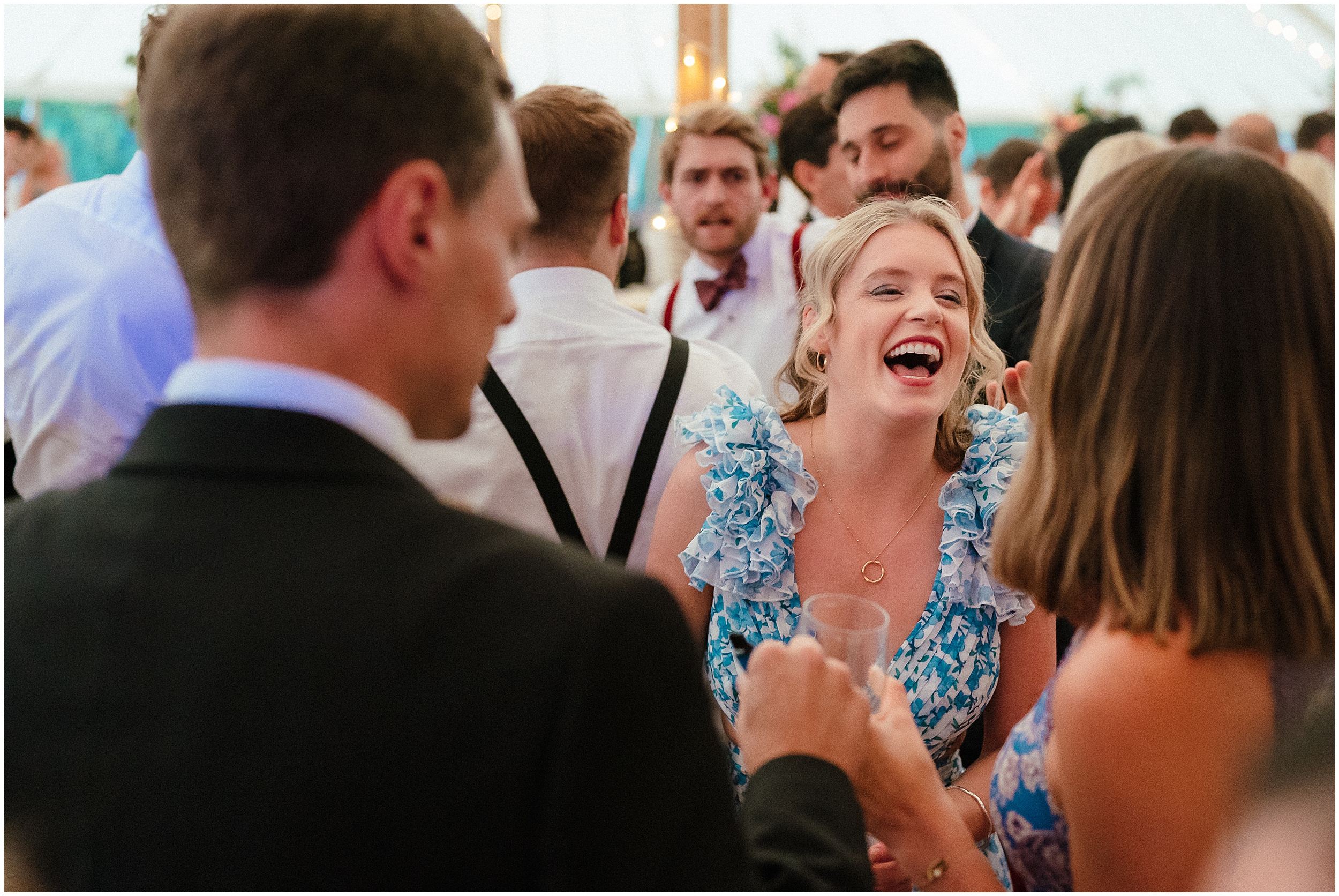 Wedding guests having fun during a wedding at the Old Rectory Estate. 