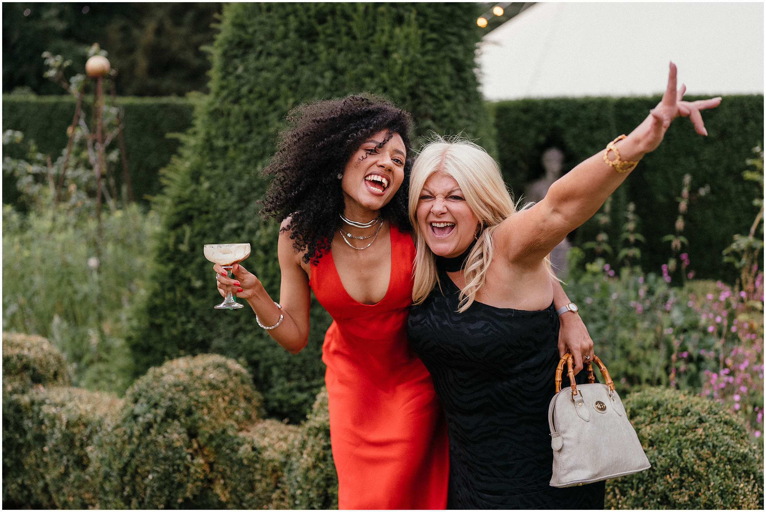Wedding guests having fun during a wedding at the Old Rectory Estate.