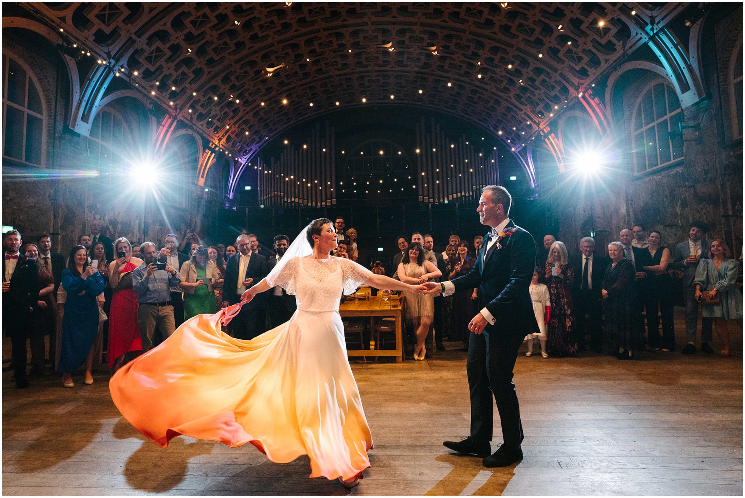 A wedding first dance at the Battersea Arts Centre. 