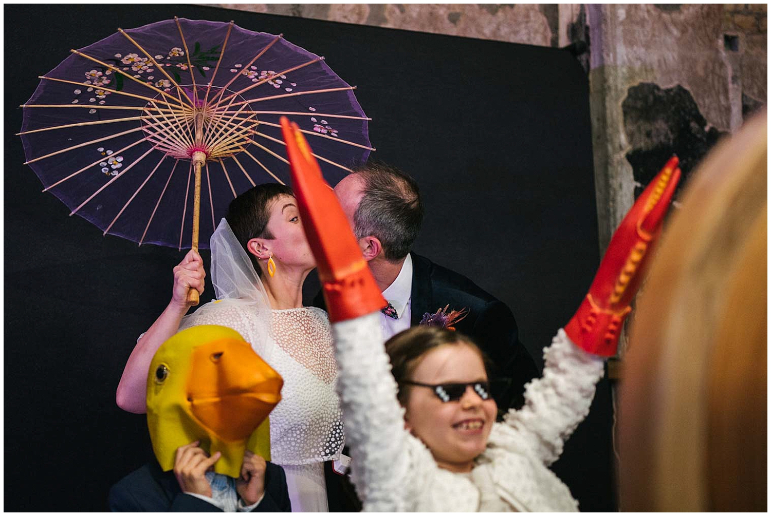 A candid shoot of a photobomb of a wedding at Battersea Arts Centre. Photographed by Kari Bellamy based in Yorkshire, England. 