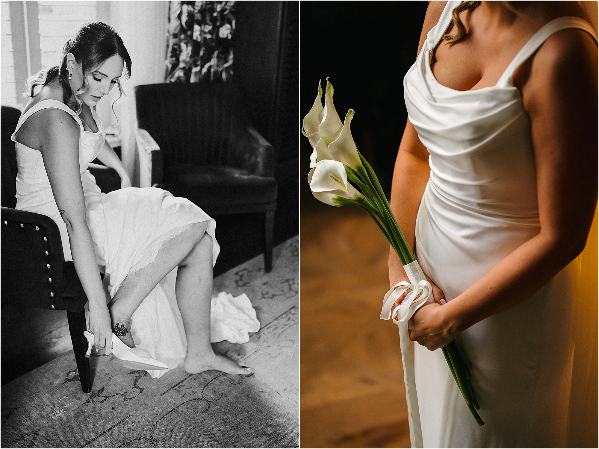 A bride getting ready before her wedding at The Manor House Lindley. 