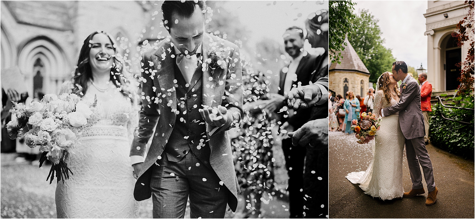 A confetti exit for a wedding at Our Lady, Help of Christians Catholic Church Blackheath, London. 