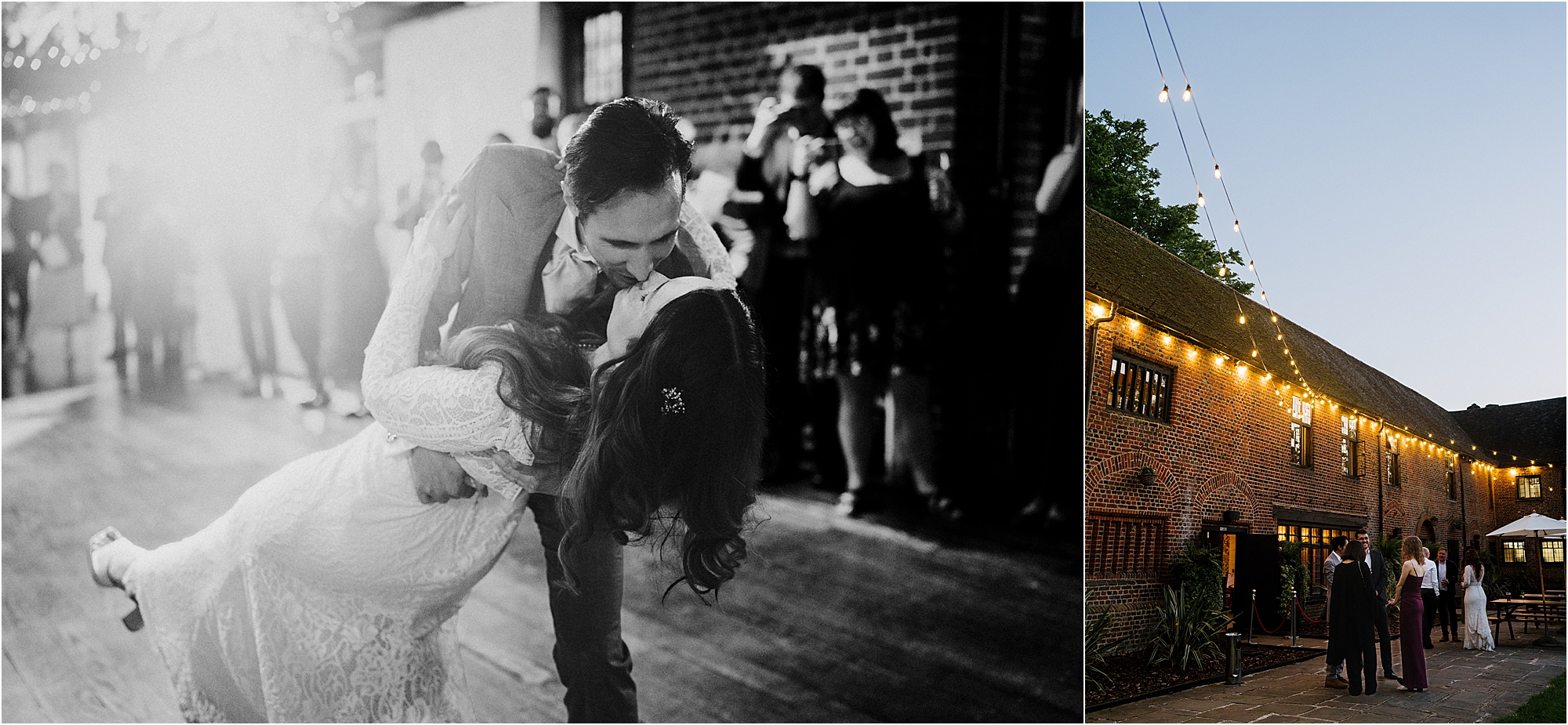 Evening photos for a wedding at the Tudor Barn, Eltham, Southeast London. 