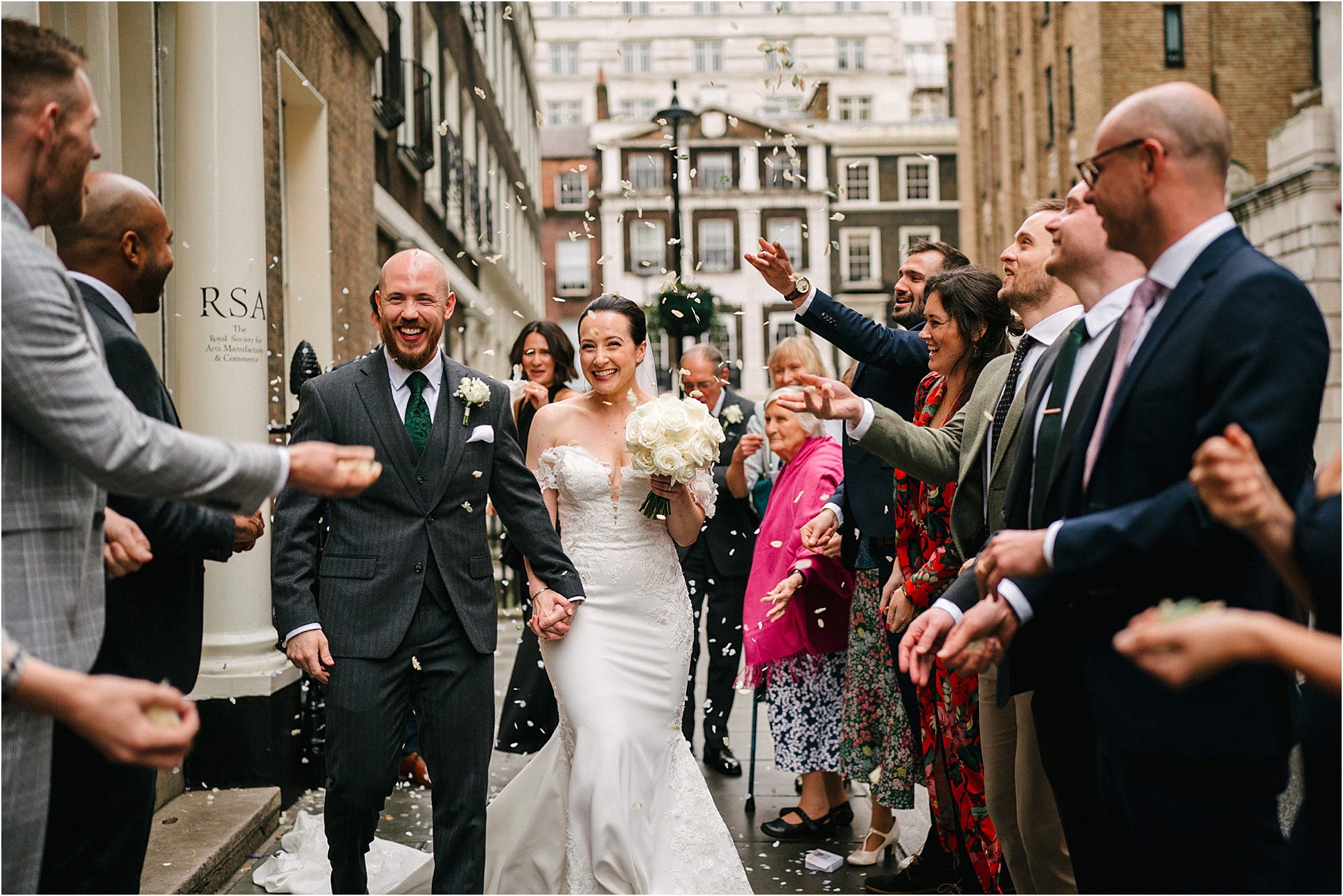 Confetti on the pavement outside of the RSA. 