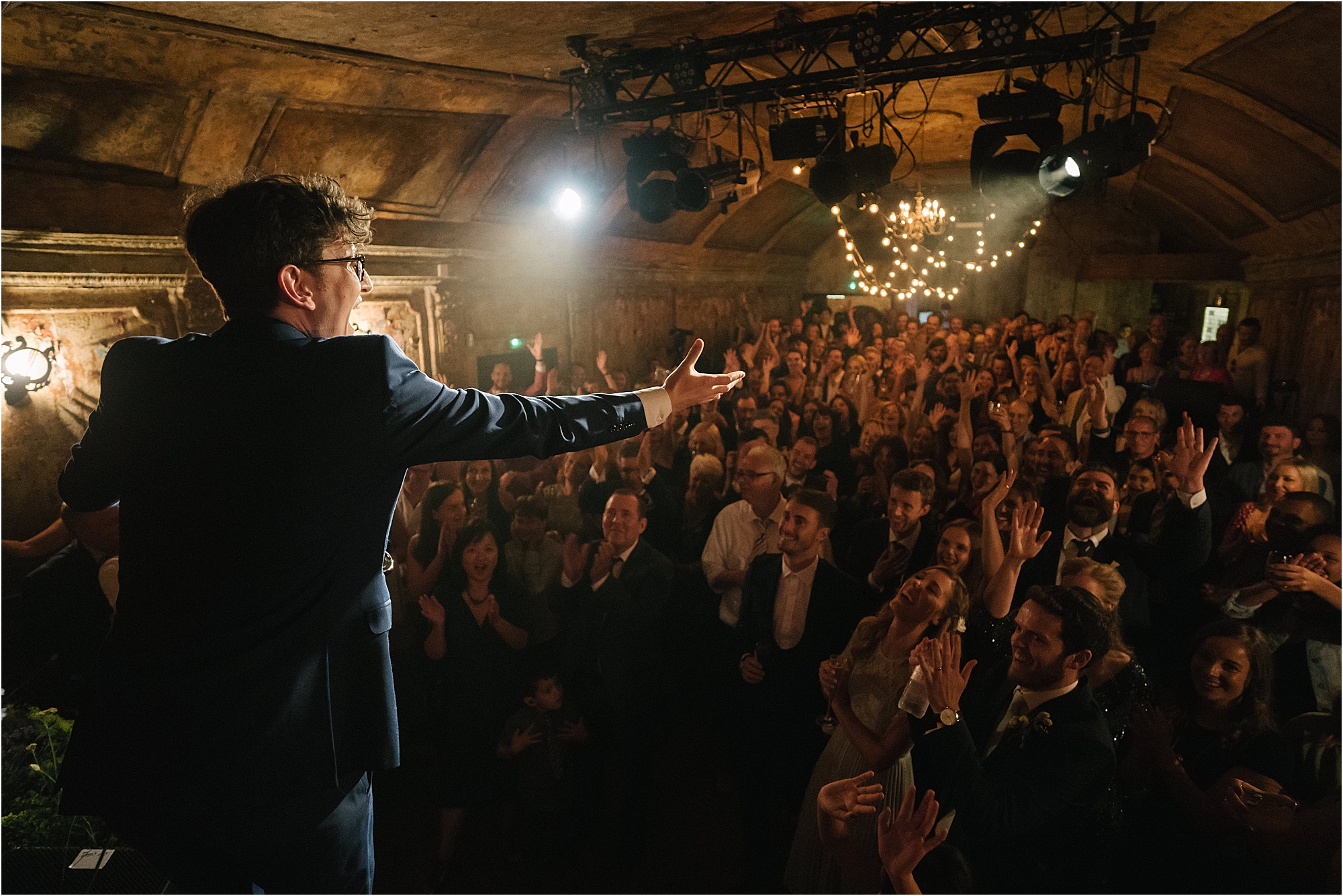 A photograph of "Mr. Thing" on stage at OMERA London. 